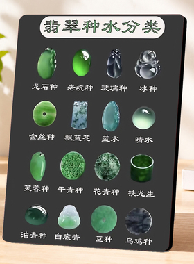 翡翠种水分类知识展示牌珠宝文玩店茶室装饰摆件