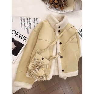 女童加绒外套冬季2025新款儿童皮毛一体冬装韩版女孩百搭上衣洋气