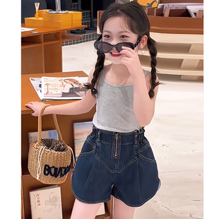 韩版 2024新款 潮儿童薄款 五分裤 洋气 女童牛仔短裤 女孩热裤 外穿夏季