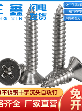 304不锈钢平头螺钉十字沉头自攻螺丝加长国标紧固件M3M4M5MM6M8