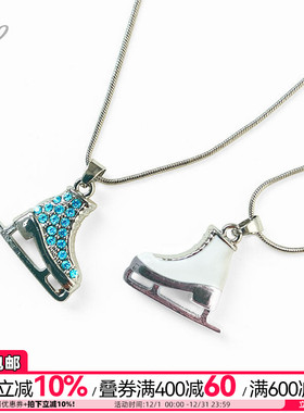 花样滑冰溜冰鞋立体项链合金镶钻