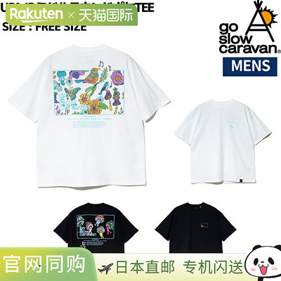 日本直邮Go Slow Caravan USA/C 方形Logo背面印花宽松版型休闲短