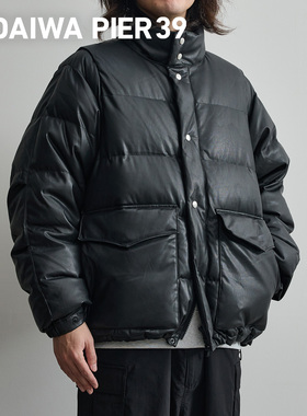 DAIWA PIER39男士羽绒服2WAY可拆袖皮质羽绒外套多口袋BW-41025W