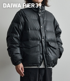 DAIWA PIER39男士羽绒服2WAY可拆袖皮质羽绒外套多口袋BW-41025W