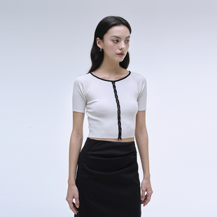 女士撞色香风内搭针织衫 INSPIRE&STORIES 夏季 开衫 正反两穿短袖