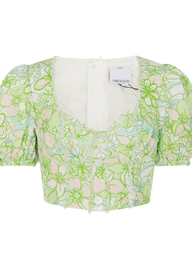 C/MEO  春夏女士短款清新小碎花气质休闲短袖上衣银泰百货 300021