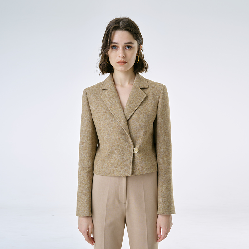 INSPIRE&STORIES 短款西服纽扣小众设计感秋冬休闲女士小西装外套