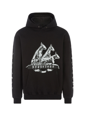 REPRESENT 黑色棉质动物图案印花男士休闲连帽款卫衣