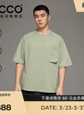 ECCO爱步 x 白山联名 2026春夏质感轻量刺绣短袖t恤男款EW261T005