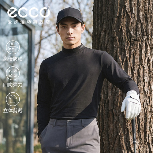 ECCO爱步高尔夫T恤 防晒弹力简约亲肤舒适男女同款长袖EG253T013