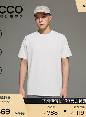 ECCO爱步T恤 2026新款春夏简约抗菌舒适运动白t短袖男款ES261T017