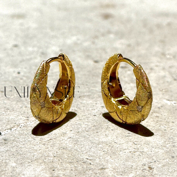 凌溪珠宝｜拉丝小金豆耳扣S925纯银厚镀金拉丝工艺贵气感耳饰