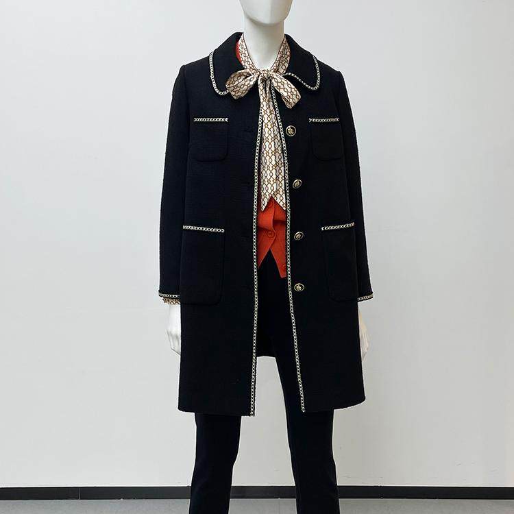 K&CH纤牌女装\时尚千金风小香呢大衣女中长款毛呢外套8342C135J1