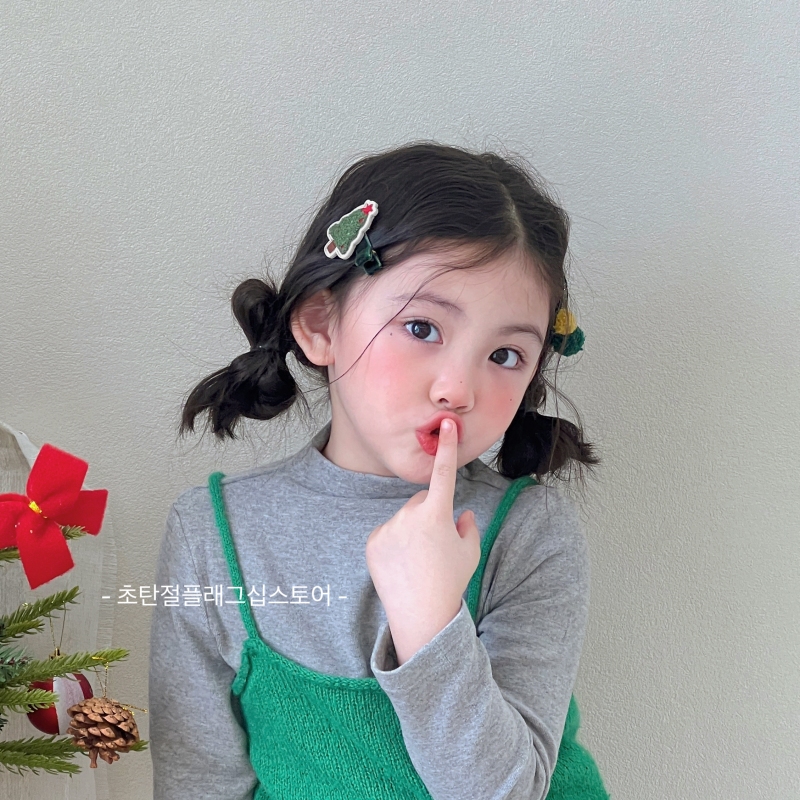 圣诞绿色雪人儿童节日圣诞树发卡