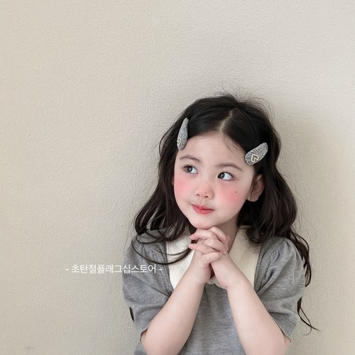亮钻爱心小女孩前额碎发bb夹儿童