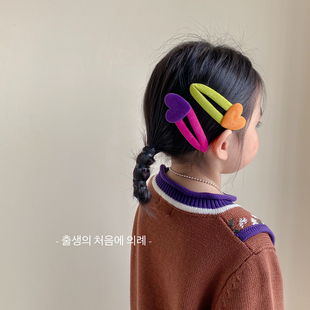 春夏彩色时尚 爱心儿童发夹大号卡碎发侧边bb夹女童头饰网红边夹子