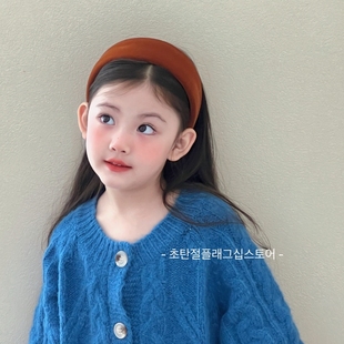 秋冬南瓜色儿童显白宽边高颅顶发箍女童头箍不勒头小女孩韩版 头饰