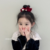 宝宝新年红色珍珠儿童大肠发圈过年发饰小女孩扎头绳皮筋女童头饰