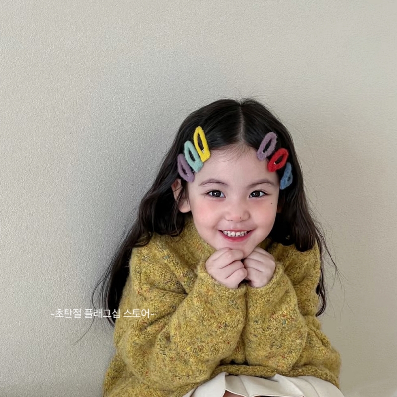 韩系小女孩彩色毛绒碎发bb夹