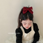 2026新年红色儿童发圈发夹公主蝴蝶结过年发饰女宝宝头饰女童头绳