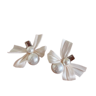 女童蝴蝶结头饰珍珠宝宝发夹韩版洋气可爱小女孩发卡缎带儿童发饰