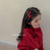 红色亮片丝绒儿童新年蝴蝶结过年发夹韩国小女孩公主头饰女童发饰