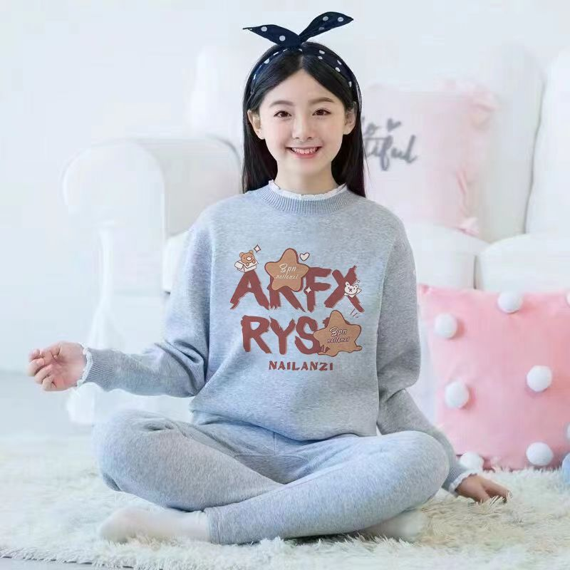 防寒学生保暖内衣套装秋冬中大童亲子装加绒初高中秋衣打底两件套