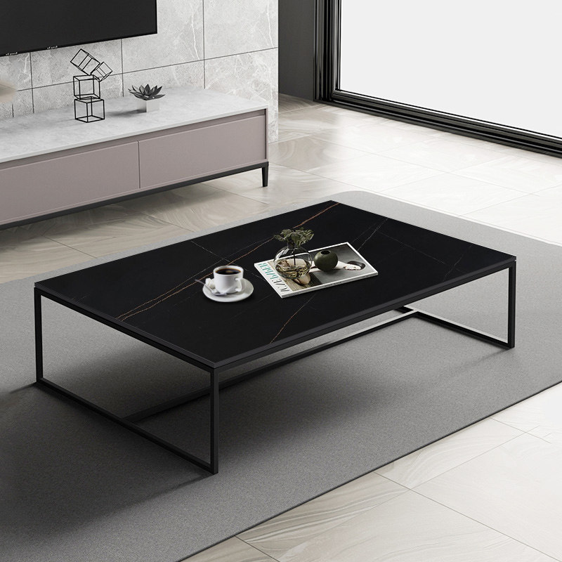 意式极简岩板方形办公茶几组合简约