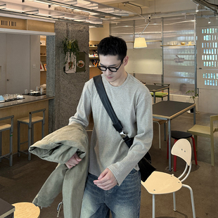 Tian 新款 高级肌理感纯色长袖 男秋季 韩系极简风 T恤打底衫 Nick