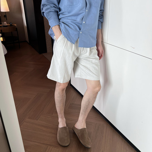 NickTian柔软垂感半松紧腰短裤