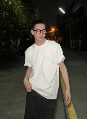 nick tian 美式重磅纯色短袖男夏季潮牌宽松百搭圆领打底衫上衣