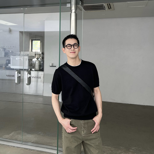 NickTian老钱风冰丝针织短袖