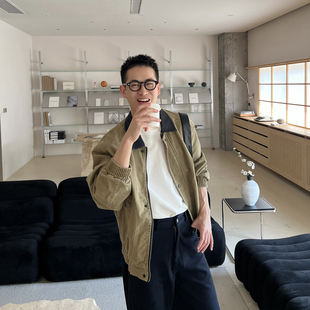 新款 春季 韩系极简领子拼色夹克外套男休闲风翻领潮流 Tian Nick