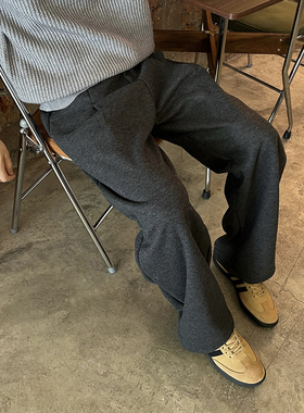 Nick Tian 全松紧腰尼料垂感厚款卫裤男冬季新款直筒长裤休闲裤子