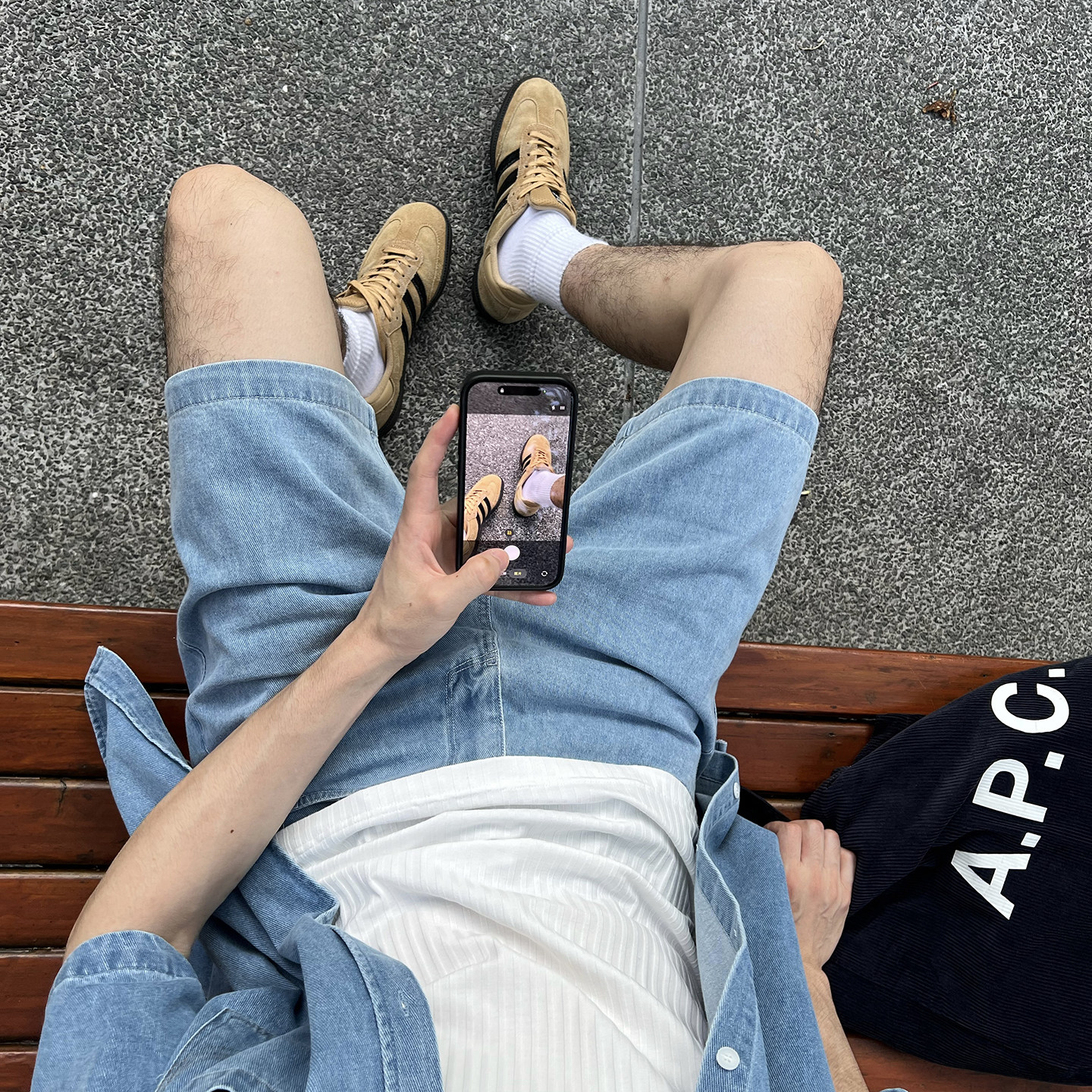Nick Tian 高级感韩系柔软牛仔短裤男夏季新款纯色休闲宽松直筒裤