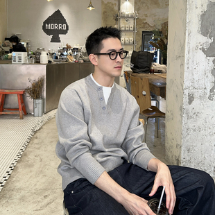 男新款 Nick 针织衫 早春老钱风假两件长袖 休闲风毛衣内搭上衣 Tian