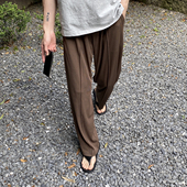 慵懒风垂坠直筒休闲裤 nick 男夏季 薄款 tian 百搭宽松中缝长裤