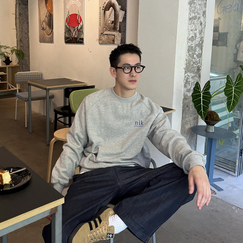 NickTian极简刺绣字母卫衣