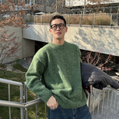 tian 韩版 潮流春秋季 nick 圆领套头毛衣男纯色宽松百搭针织衫