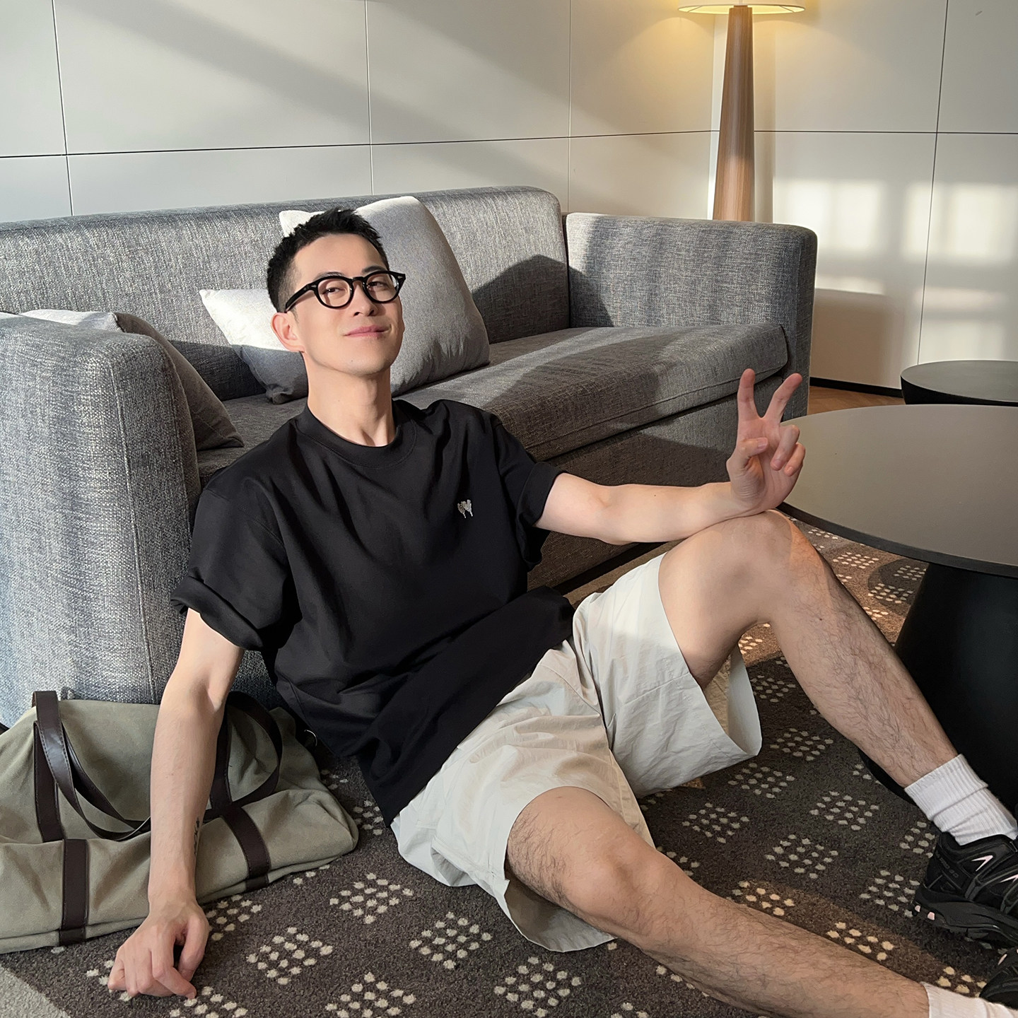 Nick Tian 极简小爱心刺绣短袖T恤男夏季新款休闲风圆领简约宽松