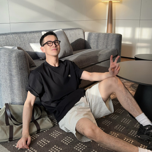 NickTian极简小爱心刺绣短袖T恤