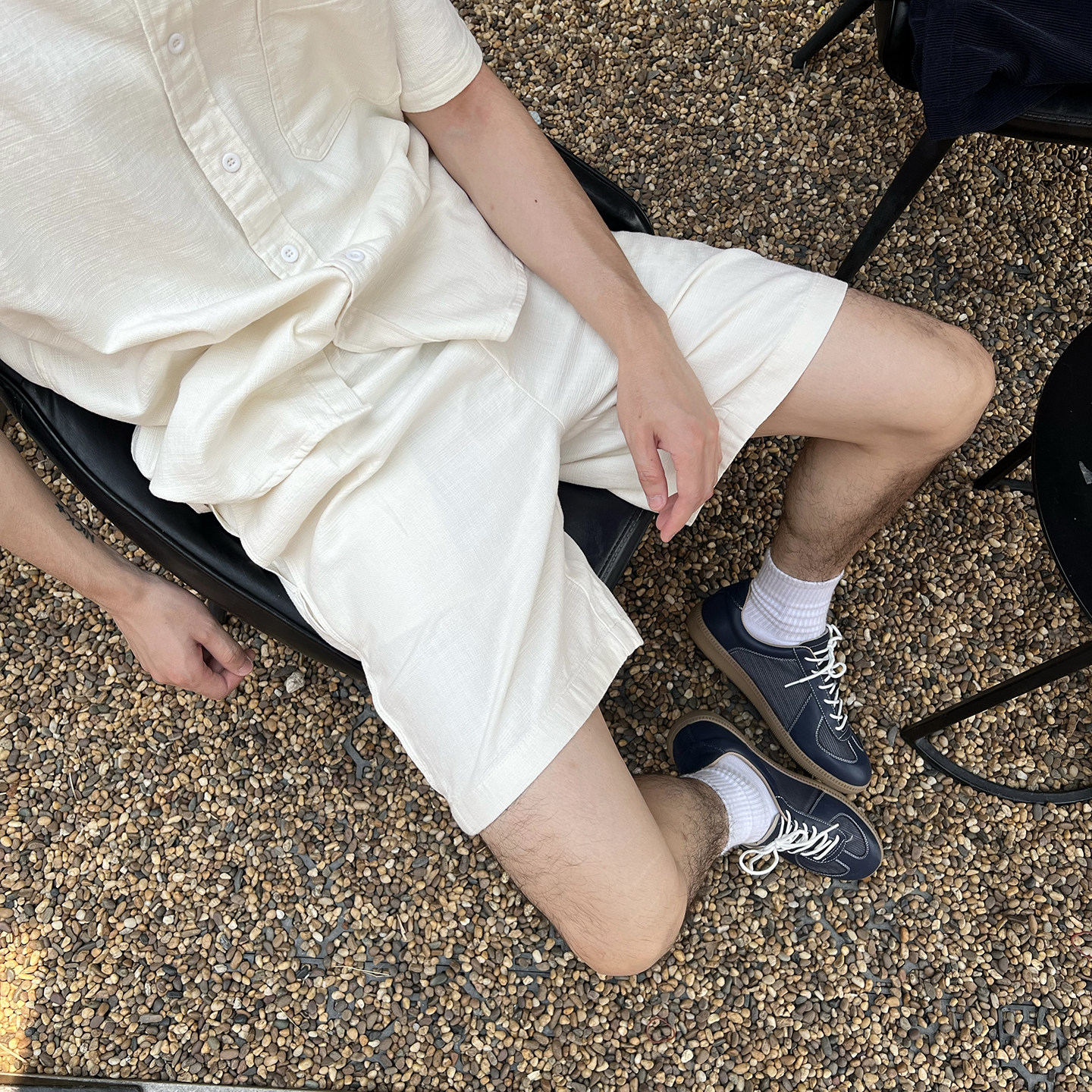 Nick Tian 极简风仿亚麻纯色凉感休闲短裤男夏季宽松松紧腰直筒裤