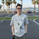 美式 Nick 休闲宽松 T恤男夏季 新款 Tian 小众设计水果印花灰色短袖