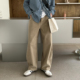 tian 卡其色直筒裤 男秋冬通勤高腰阔腿长裤 nick 百搭宽松休闲裤 子