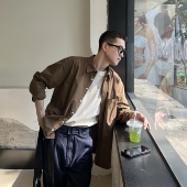 tian 男士 韩版 nick 宽松潮流长袖 纯色衬衫 春季 简约休闲高级感外套