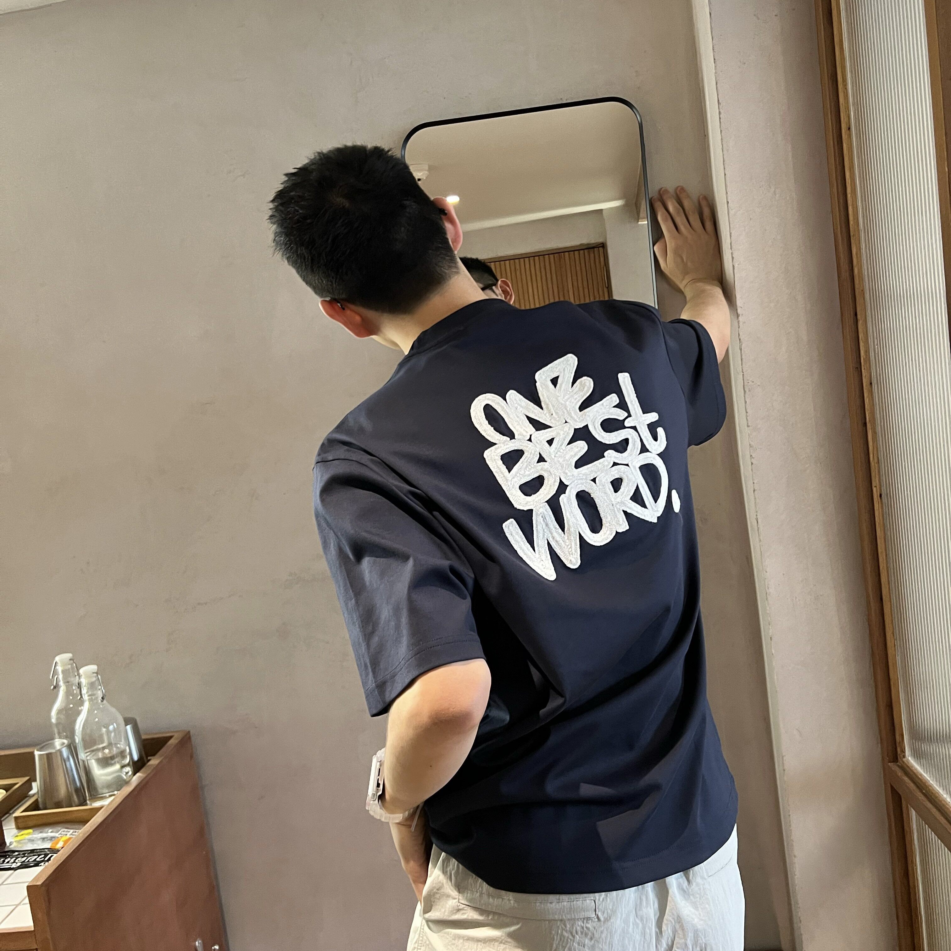 NickTian高级感字母刺绣短袖T恤图片