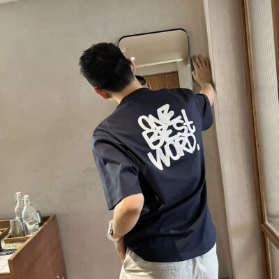 NickTian高级感字母刺绣短袖T恤