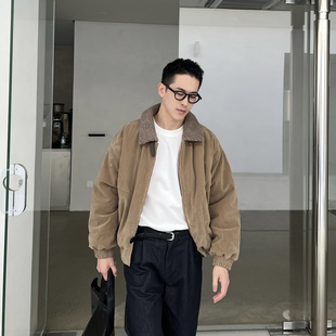 加厚棉衣翻领保暖夹克外套 秋冬毛领麂皮绒棉服男新款 Nick Tian