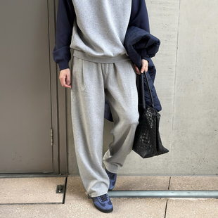 Tian 长裤 宽松阔腿松紧腰灰色卫裤 直筒休闲运动裤 男秋冬新款 Nick