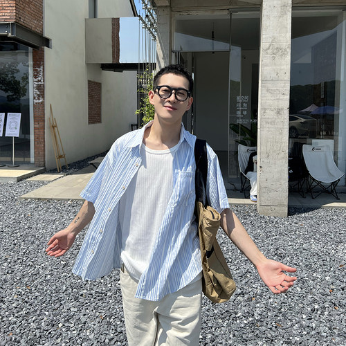 nicktian韩系简约肌理短袖衬衫